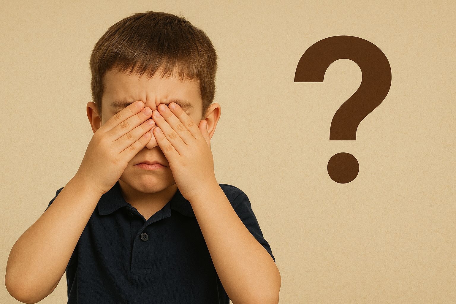 صورة طفل يضع يديه على عينيه